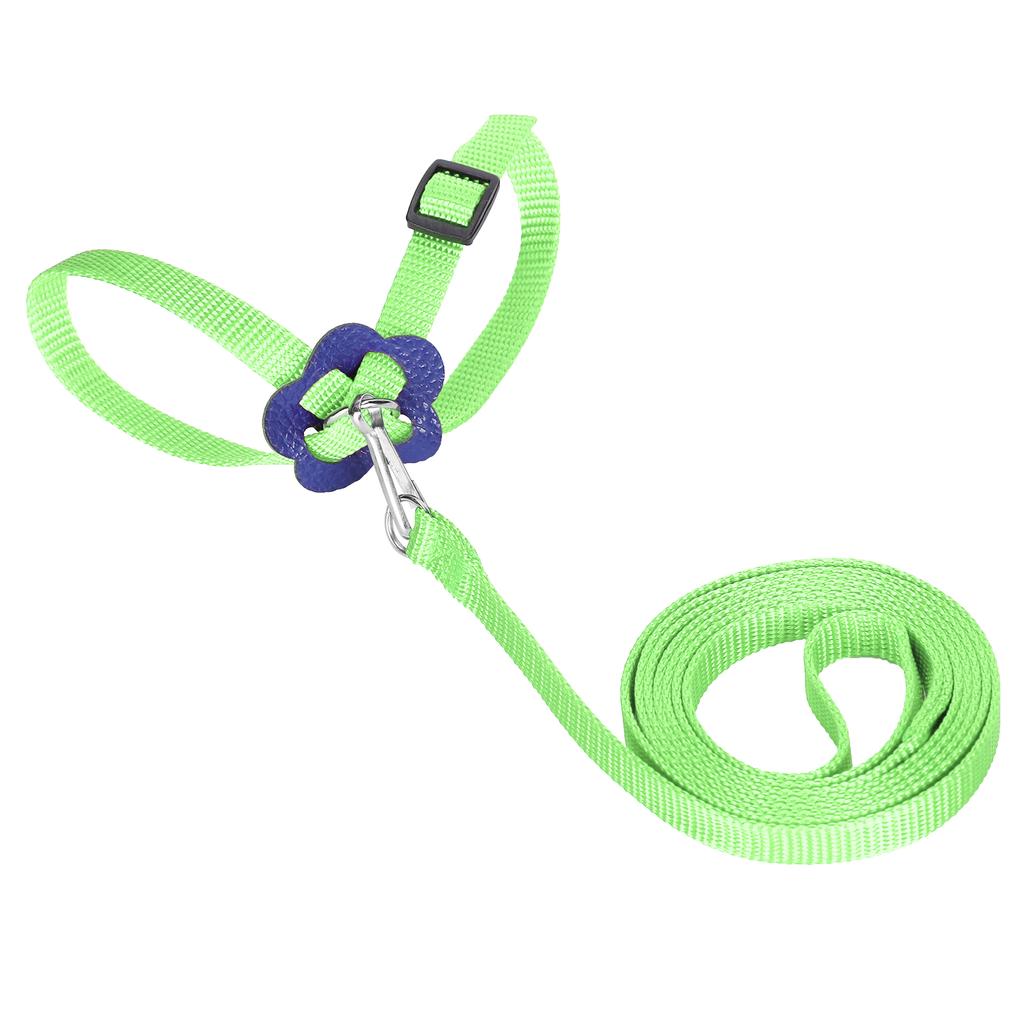 Vogelgeschirr Papageienleine Verstellbar Vögel Nylon Anti-Biss Seil für Outdoor-Training(Grün )