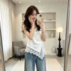 New Summer Women's Clothing with Irregular Design Lace French Sleeveless Tank Top T-Shirt