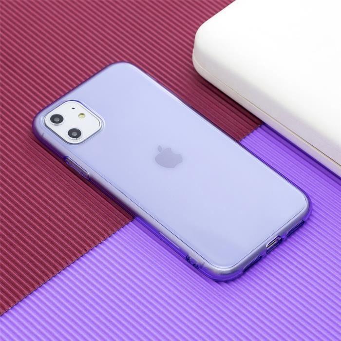 Coque pour iPhone 11 Pro Max - Doux - Violet - 2PCS Verre Trempé - Housse TPU Silicone - Slim