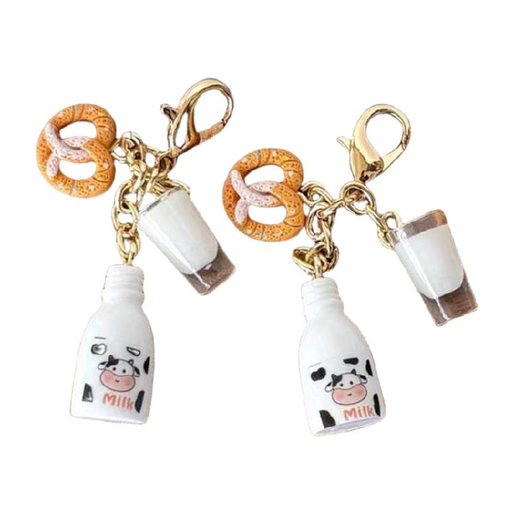 Härlig Mjölkbröd-inspirerad Nyckelringstillbehör Hänge Handgjord Gåva för Studenter Kontor Heminredning