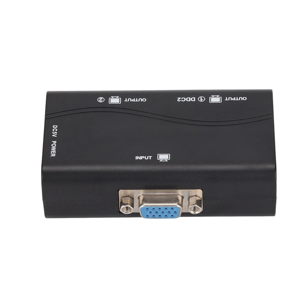 1 in 2 Out VGA Splitter 250MHz Video Distribution Duplicator VGA Splitter Amplifier Laptop