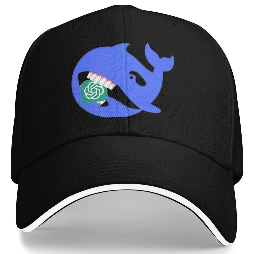 Fashion Logo Deepseek Whale Eating Baseball Cap Running Hippie Breathable Hip Hop Hats Women Unisex Fashion Custom Baseball Caps