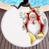 Cartoon Santa Claus Round Beach Towel,Christmas Theme Beach Towels, Microfiber Bath Towel for Boys Girls Adult New Year's Gift