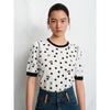 JUZUI Women's Polka Dot Rhinestone Short-Sleeve Knit Top
