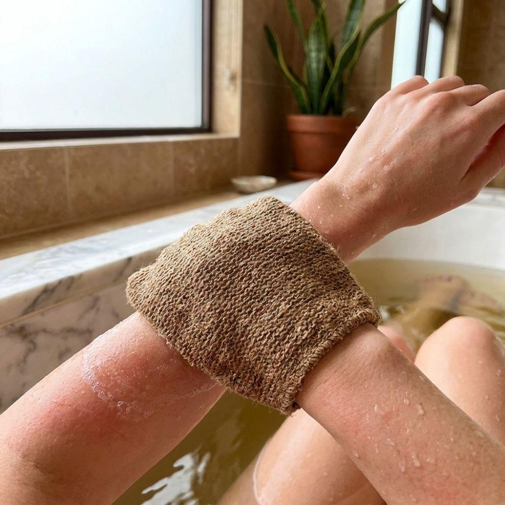 Durable Rustic Style Jute Back Scrubber Set Richly Foamy with Gloves Bath Belt Soft Double Use Bath Towel Body Cleaning