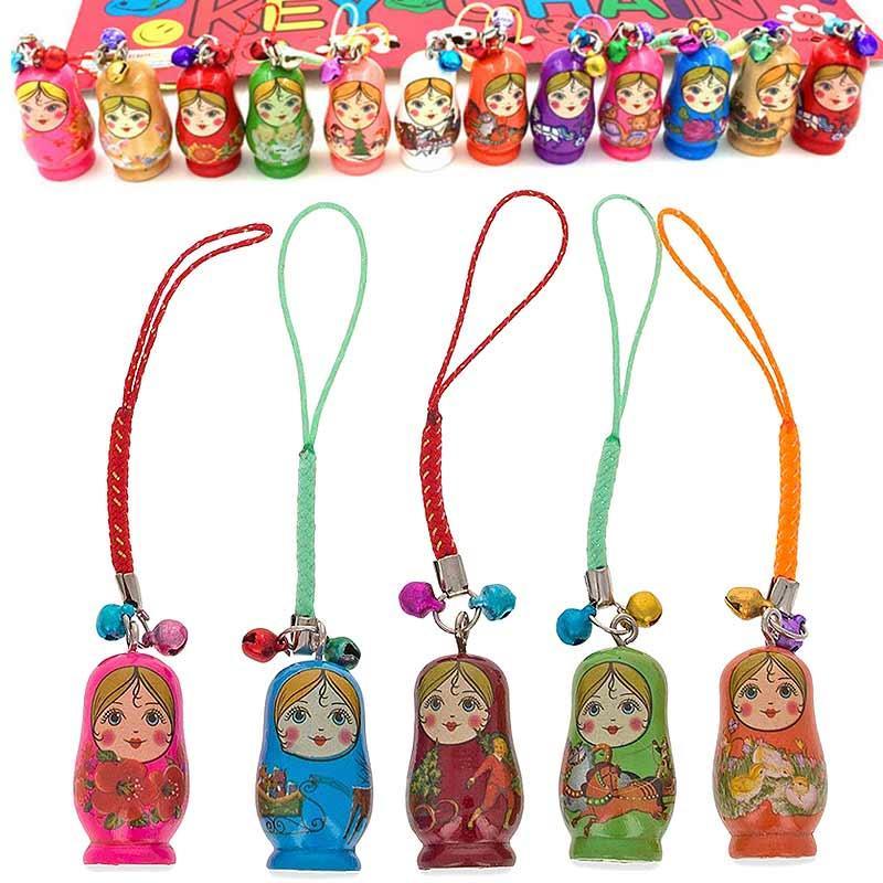 Buy 2/12pcs Fashion Jewelry Drip Charm Key Chains Wood Matryoshka