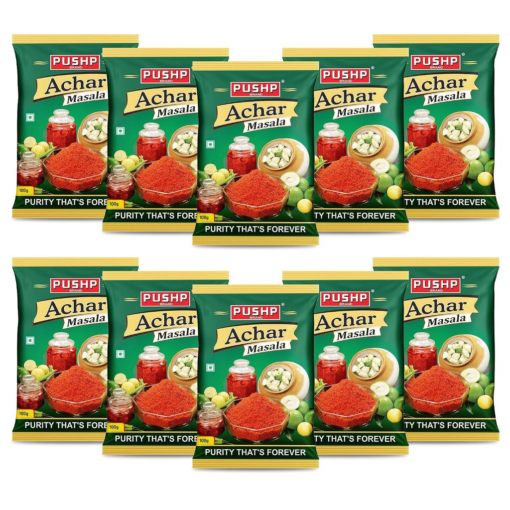 Pushp Achar Masala Premium Blend Traditional Spice Mix For Authentic Homemade Pickles Ready To Use 100ml Pack Of 10