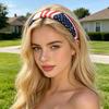 Women Headband USA Flag Independence Day Stars Stripes Pattern Headband Sponge Filling Non-Slip Hair Hoop Holiday Party Hair Accessory