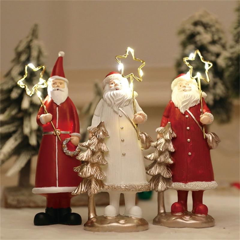 Christmas Figurine Figure Decors Resin Santa Clauses Statue Christmas Decorative Figurines Centerpieces for Holiday