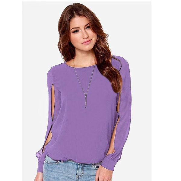 Premium Quality Women's Long Sleeve Cold Shoulder Fashion Loose Shirt Tops In Vibrant Colors