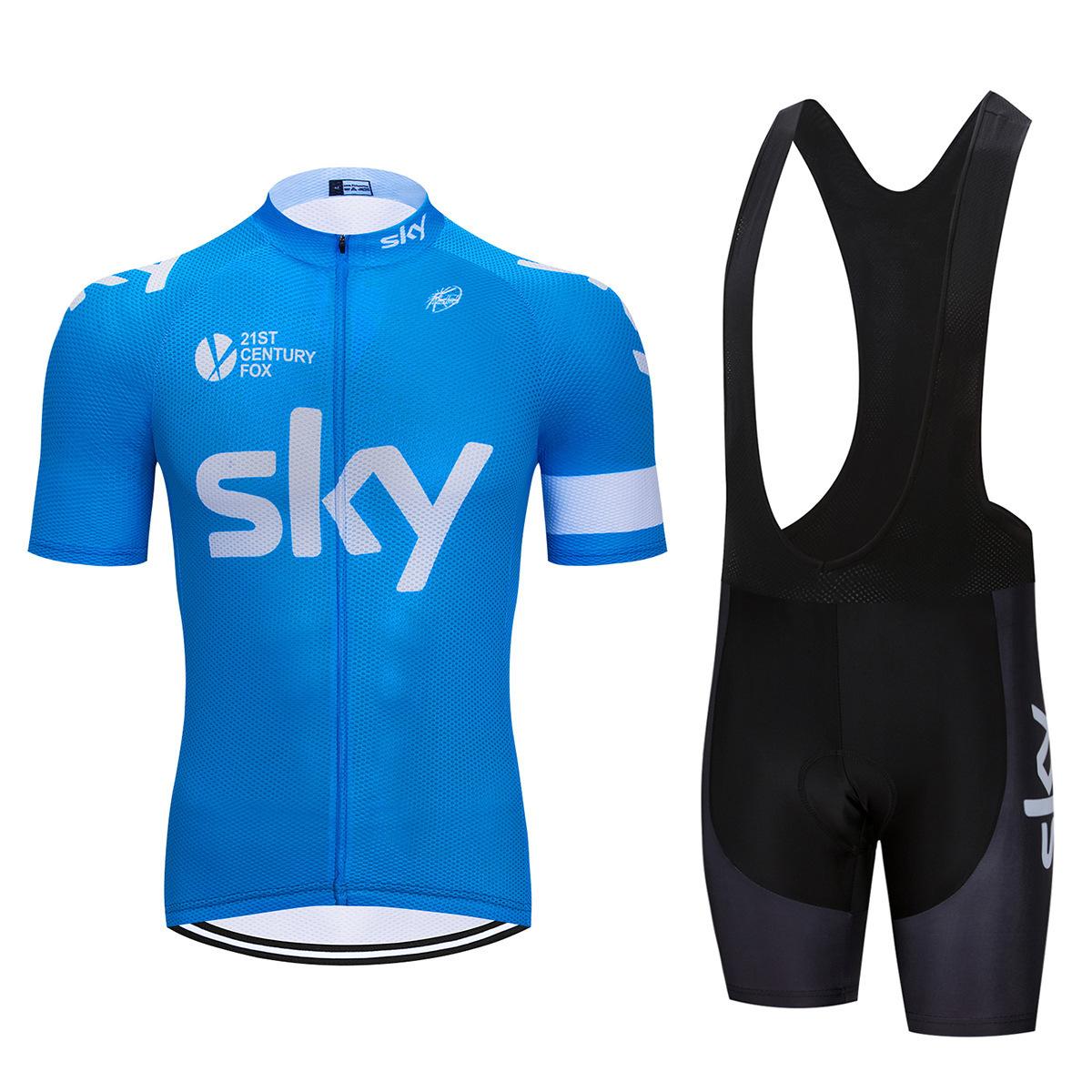 

Bicycle Clothing Sky Team Mountain Bike Bicycle Team Edition Cycling Suit Set Strap Short Sleeve Set 2026 Summer Breathable Cycling Suit Set XS