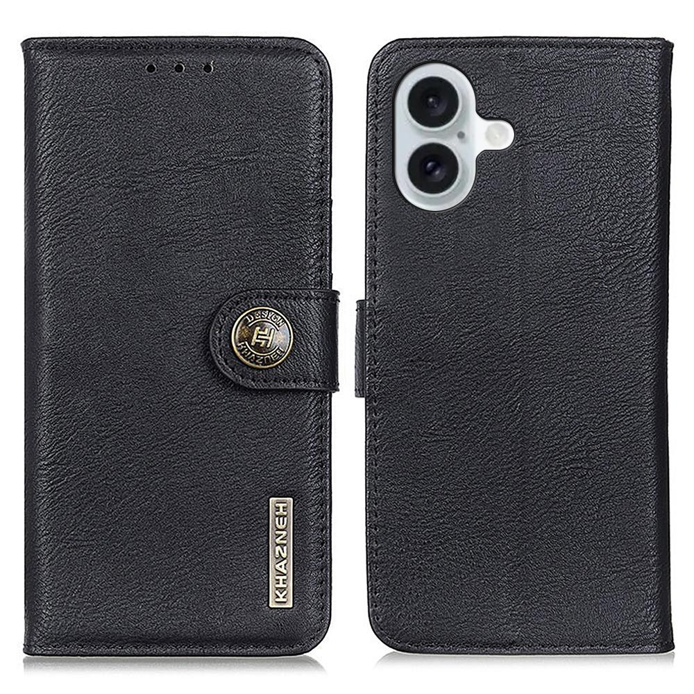 KHAZNEH For iPhone 17 Wallet Case Cowhide Texture Leather Flip Phone Cover
