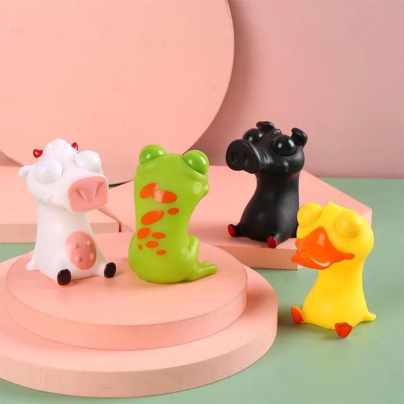 PVC Cartoon Animal Little Pig Yellow Duck Eyes Closed  Office Pressure Release Toy Squeeze Ball Living Room Decoration
