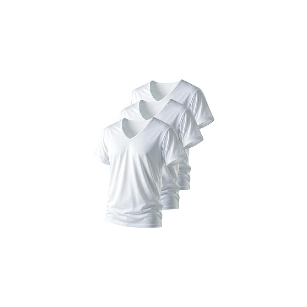 Nutopia Men's Undershirt, Short Sleeve, Sweat-Wicking, Quick-Drying, 3-Pack, V-Neck, Short Sleeve,