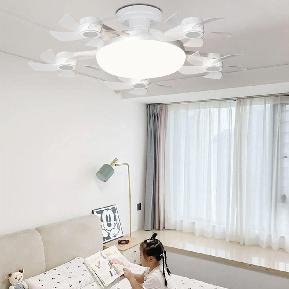 Wind Speed Adjustable Hanging Fan with LED Light 3 Lighting Modes Electric Cordless Fan Office
