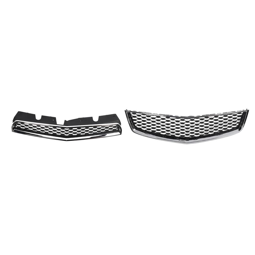 Bumper Upper Lower Grille Set Chrome Frame Sporty Bumper Radiator Grille Replacement for Chevy