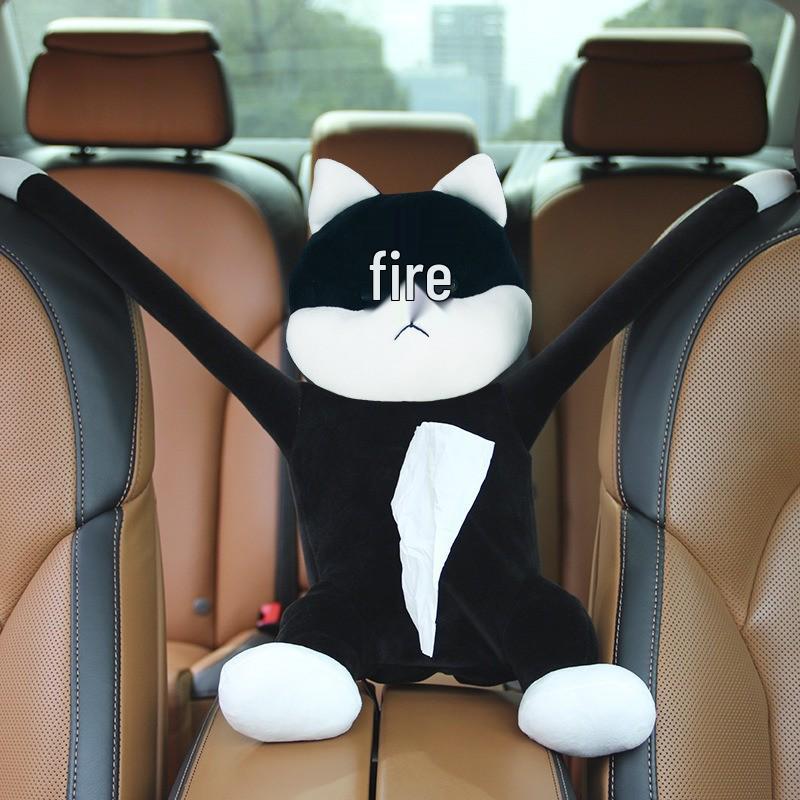 Cartoon Plush Car Tissue Box for Armrest: Cute Hanging Paper Dispenser and Interior Decoration