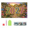 New Year Gift for Artists 2027 DIY Faux Diamond Art Hanging Calendar, Rhinestone Painting Illustration Seasonal Craft Enthusiasts Theme Spiral