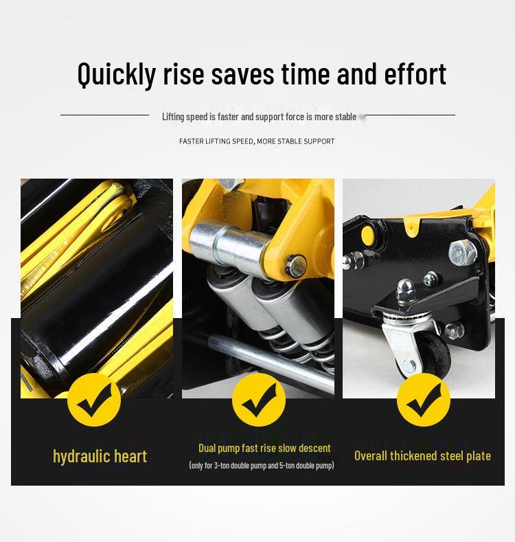 Ultra Low Profile 3 Ton Hydraulic Car Jack with Double Pump for Auto Repair and Tire Changes