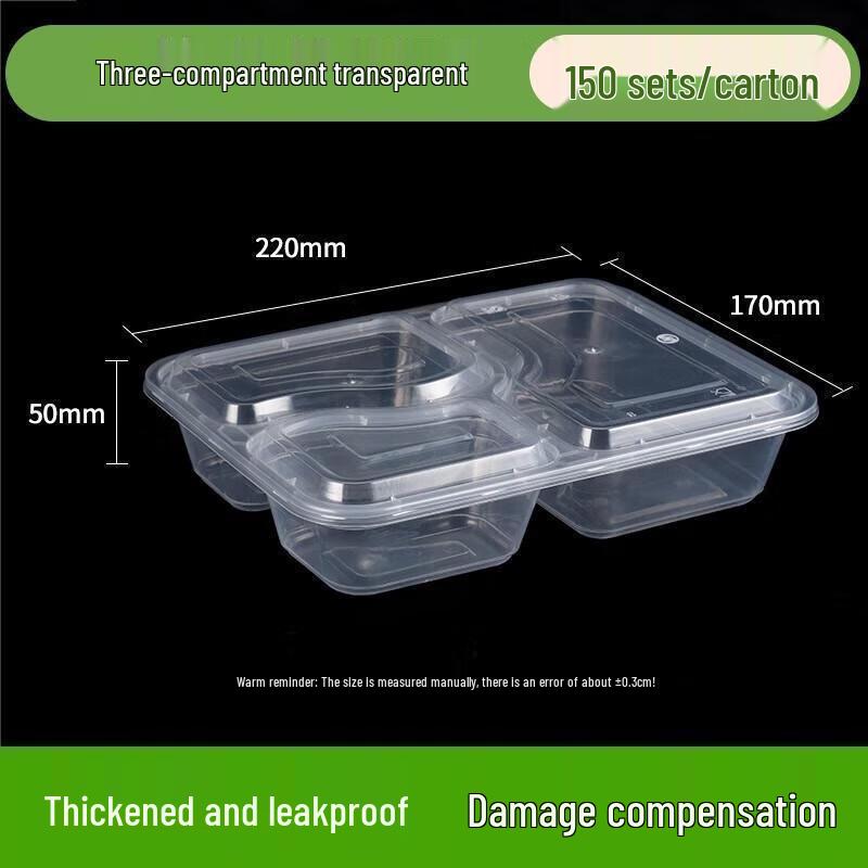JingJingRS Disposable 3-Compartment Meal Prep Boxes