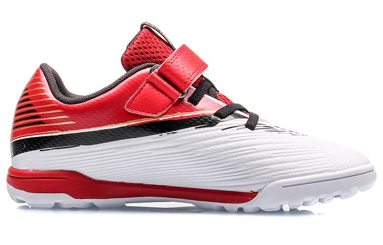 Li Ning YOUNG Slip Resistant Cushioning Abrasion Resistant Low Top Kids' Soccer Shoes Red White Teenagers YKGQ006-7