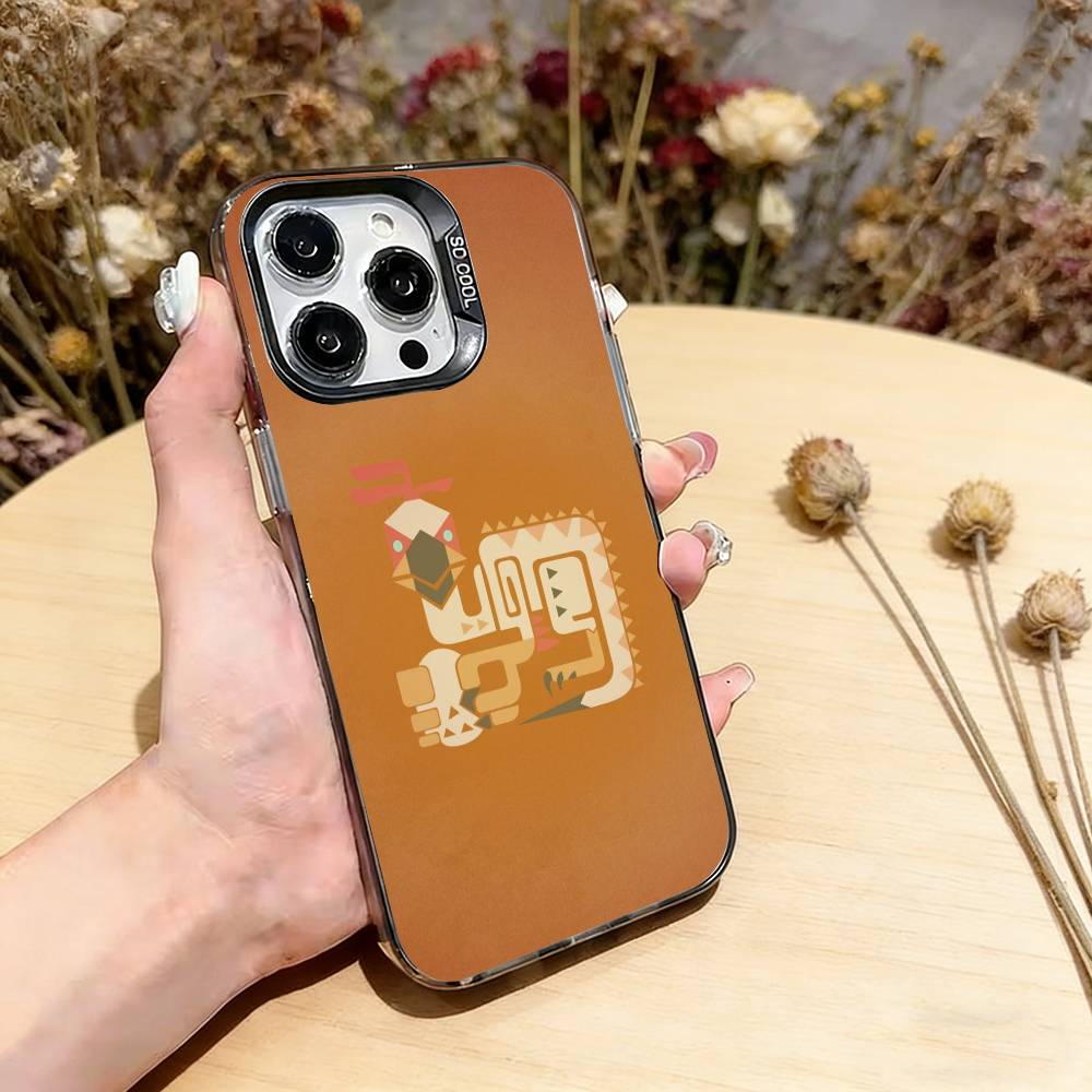 

Game M-Monster-Hunter Phone Case For iPhone 17,16,15,14,13,12,11 Plus,Pro Max,XS,Colored Silver Plated Inside Cover iPhone15ProMax