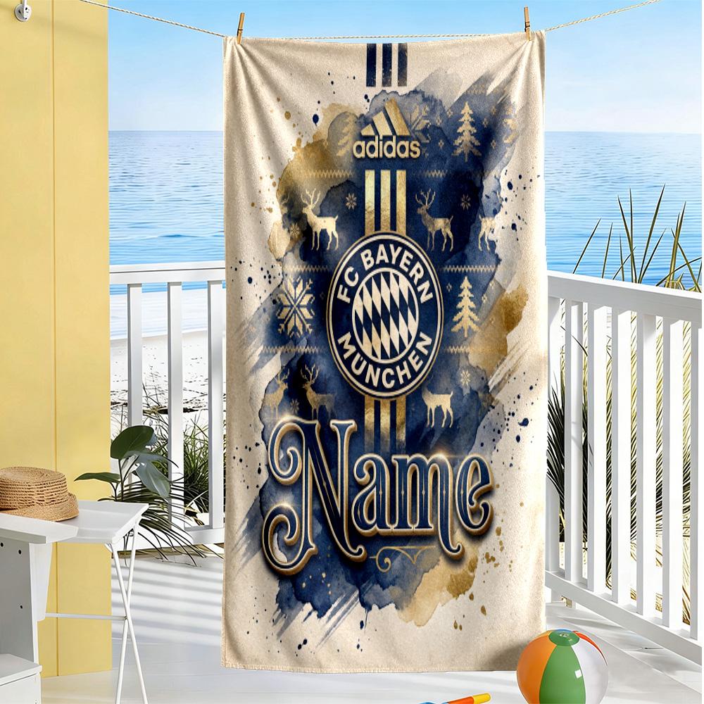 Bayern Munich Fan Artwork Customize Your Name Beach Towel Quick-Dry Soft Microfiber