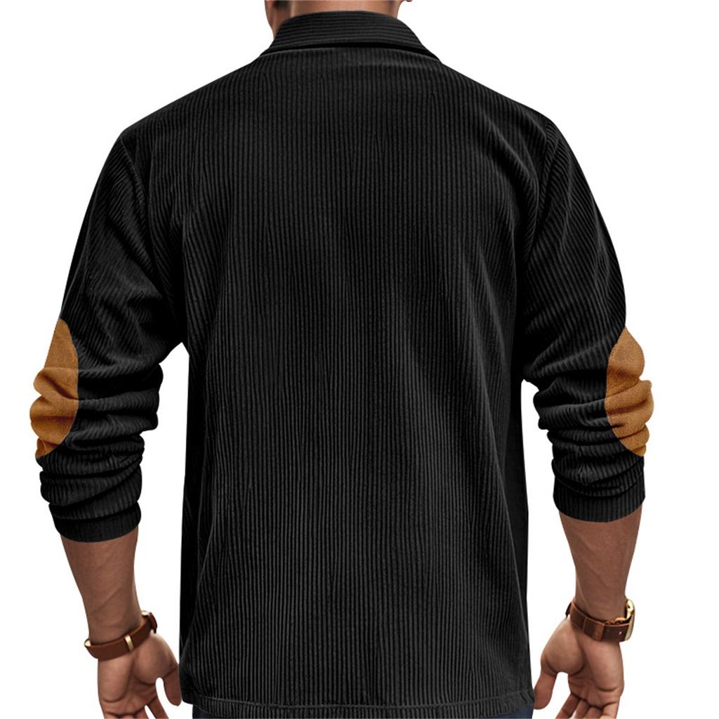 Men's  Casual Outdoor Lapel Corduroy Pullover Long-sleeved Top