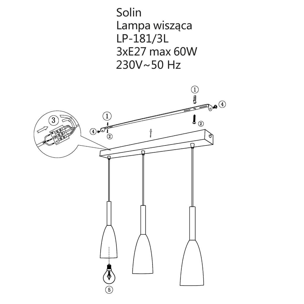 Lampa Wisząca Solin 3 E27 Czarny Light Prestige Lp-181/3L Bk