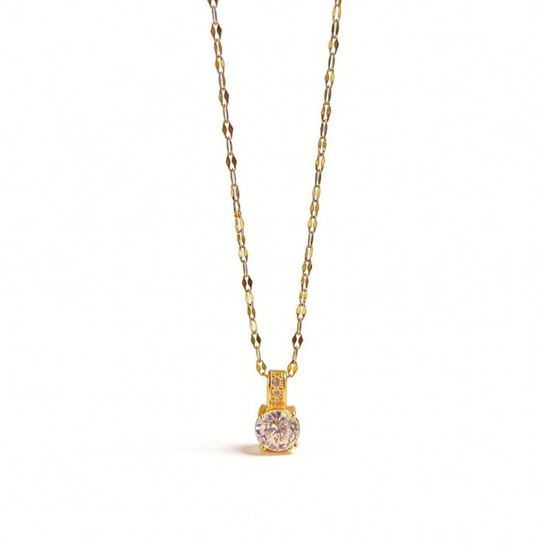 Four Claw Inlaid Zircon Simple Light Luxury Titanium Steel Clavicle Necklace