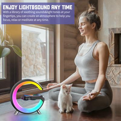 Smart Bluetooth Speaker Wireless Charger Bedside Ambience Sunrise Wake-up Moon Light Lamp Led