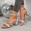 Sandales à Talons Hauts Grande Taille Commerce Extérieur Transfrontalier Mode Été Femme Talon Épais Bouche de Poisson Boucle à Une Ligne Sandales Femme