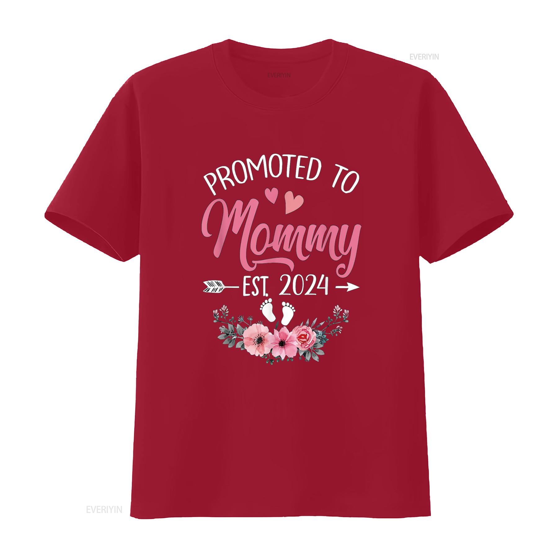 Promoted To Mommy Est 2024 Mothers Day First Time T Shirt vintage Washed streetwear Breathable Versatile Slightly Soft S