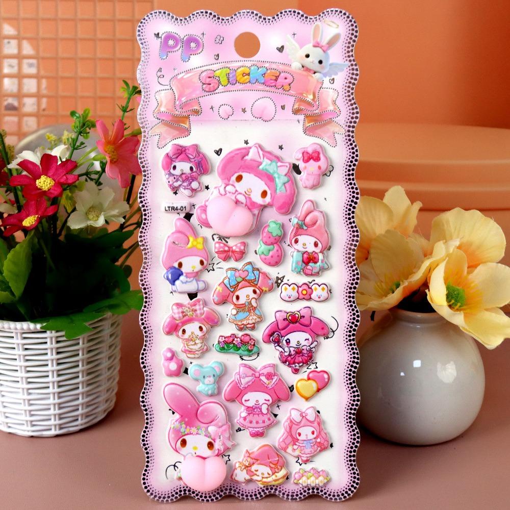 3pcs Funny Sanrio Happy Buttocks Stickers Kuromi Melody Creative Soft Pinched Decompression Toy Decals for Phone Notebook Laptop