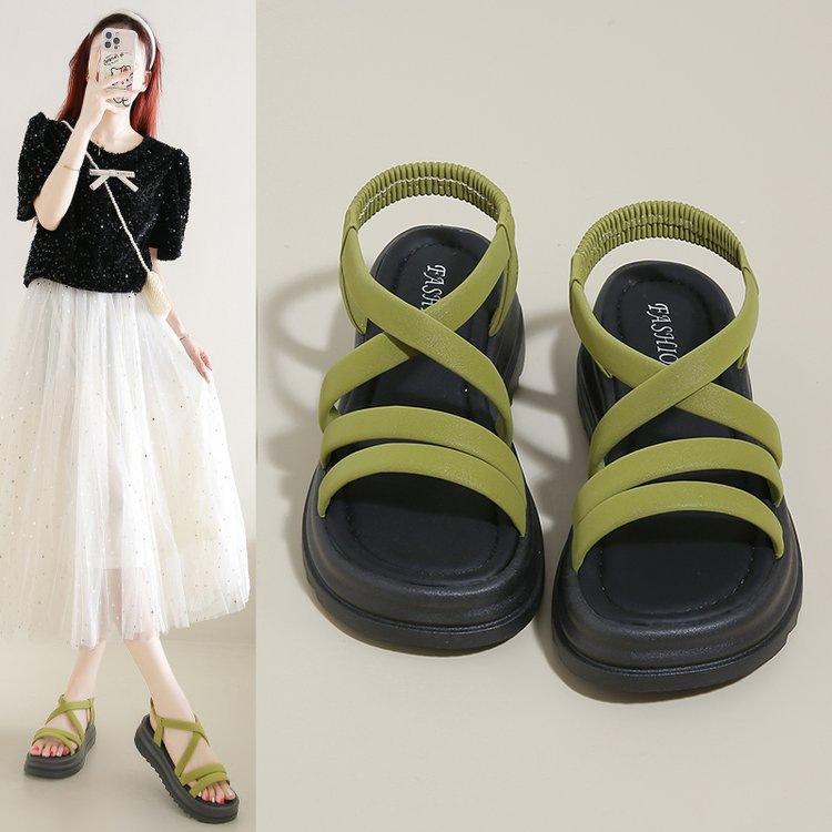 With Skirt Platform Sandals Women's Summer 2025 New Wear Versatile Soft Sole Not Tired Feet with Skirt Roman Shoes