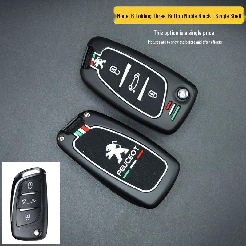 Dongfeng Peugeot Key Case for Models 207, 301, 308, 408, 508, and 3008 with Logo.