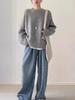 Women's European-Style Heavy-Weight Pure Wool Round-Neck Sweater, Thick & Loose Mid-Length Cashmere Pullover