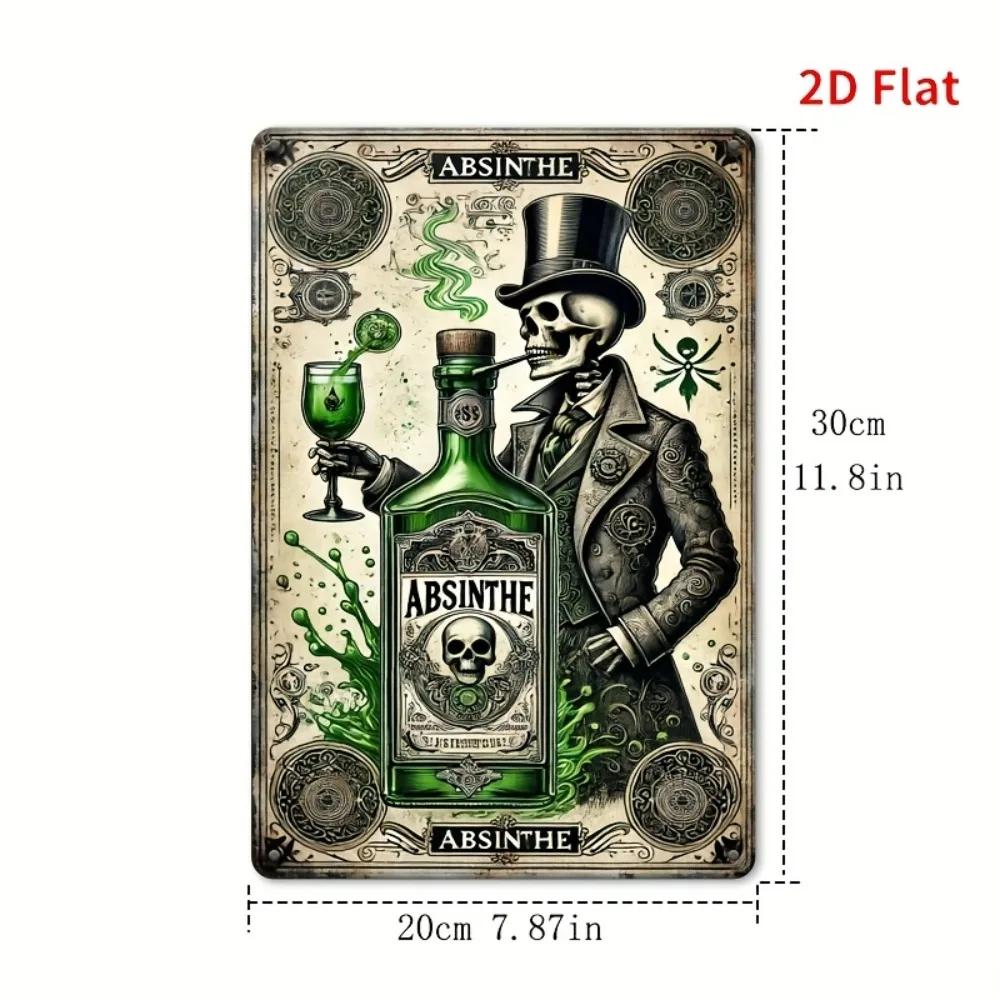 

Retro 2D Flat Absinthe Bottle Tin Sign 1pc Vintage Iron Logo Rustic Metal Wall Decor Home Bar Cafe Art 20x30cm（7.8x11.8inch）