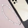 Luxury Pearl Love Heart Short Hand Wrist Lanyard Simplicity Short Phone Strap For Cell Phone Earphones Backpack Camera Chain