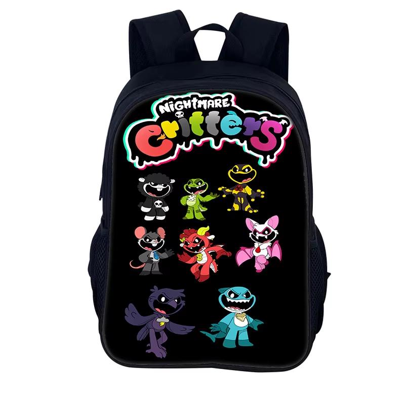 Albtraum-Kreaturen Cartoon Rucksack Schulrucksack 40cm/15,7 Zoll Reißverschluss Büchertaschen Animierte Mochila Kindergeburtstagsgeschenk