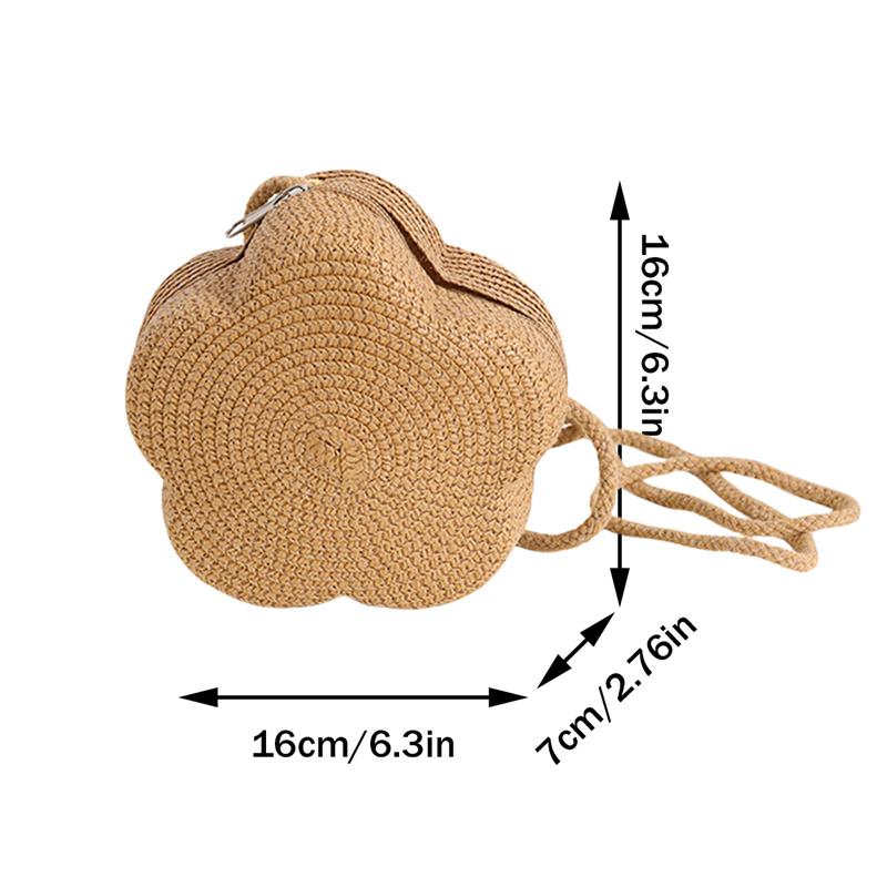 Yogodlns Women's Straw Shoulder Bags Beach Bag Coin Purse Kids Flower Woven Small Crossbody Bag