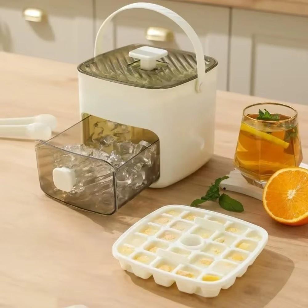 with Easy-press Lid Ice Making Tool Large Capacity Press Ice Cube Tray  Refrigerator Storage