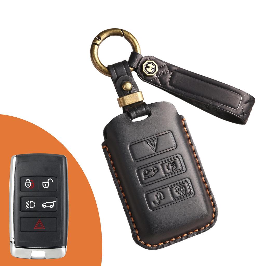Handmade Vintage Leather Key Cover for Land Rover Range Rover Discovery 5 and Jaguar
