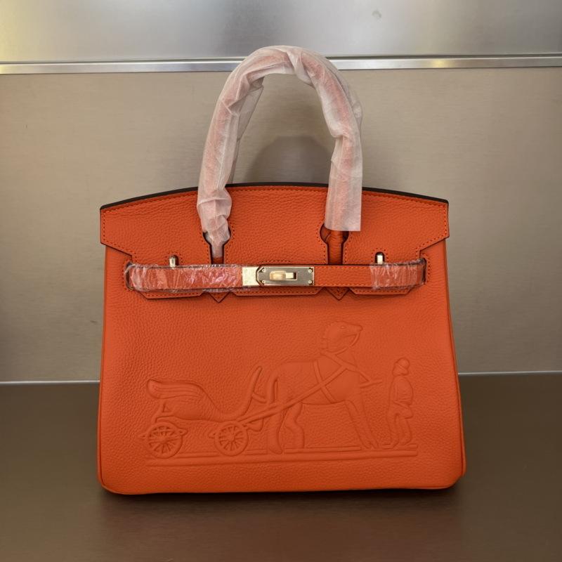 2026 New TOGO Leather Pressed Convex Mark Carriage Platinum Bag Genuine Leather Women's Bag First Layer Cowhide European and American Hand Bag