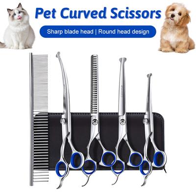 Professionelle 7 Zoll 4CR Edelstahl Haarschere für Haustiere 7-teiliges/Set Scheren-Set für die Fellpflege von Haustieren und Hunden