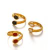 Double Oval Enamel Open Ring Women Stainless Steel Gold Color Trendy Finger Ring Minimalist Geometric Zircon Gift Wholesale