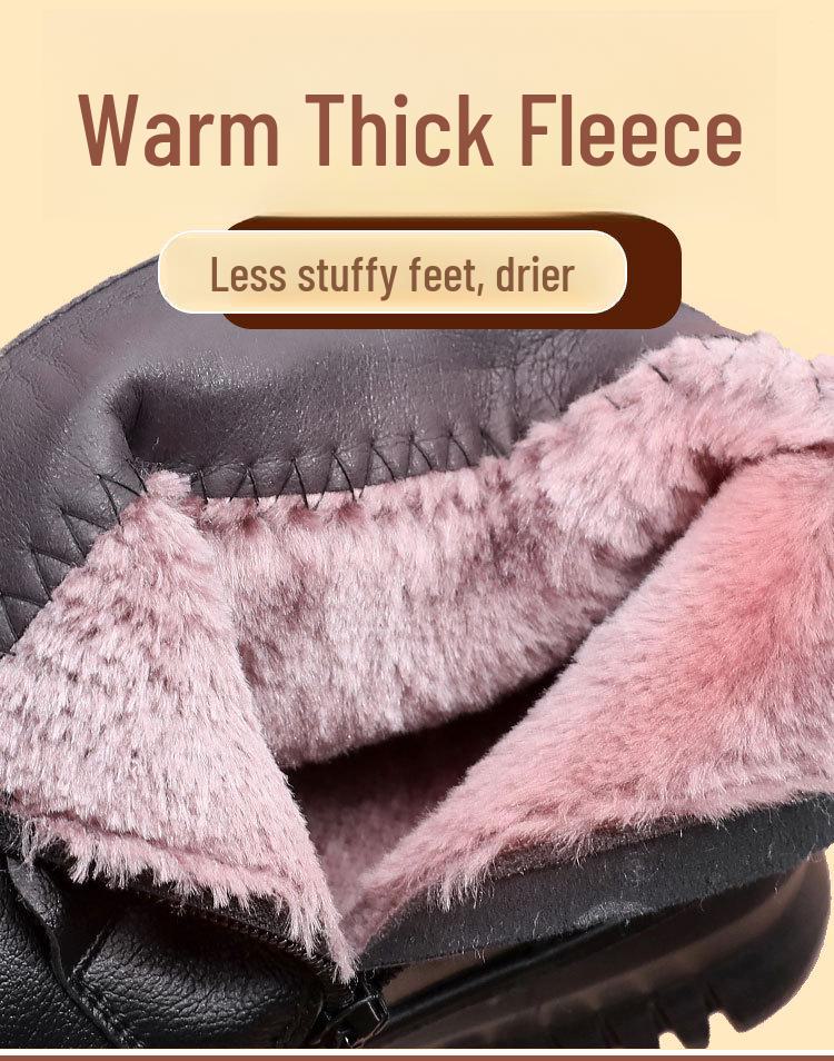 "New Autumn Genuine Leather Non-Slip Soft Cotton Shoes for Middle-Aged and Elderly Women"