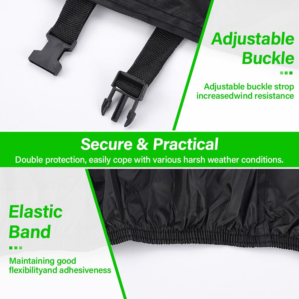 4XL Motorcycle Cover 300D Heavy Duty Oxford Fabric, Waterproof Sun Rain Dust Proof with Built-in Anti-theft Buckle for All Seaso