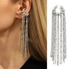 Stylish Clip On Earrings For Women Trendy Imitation Bead And Fringe Hanging Ear Cuffs