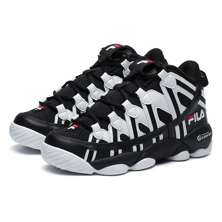 Fila Heritage Basketball Synthetic Leather Suede Low Top Retro Basketball Shoes Women Sneaker Black White F12W141220FBW